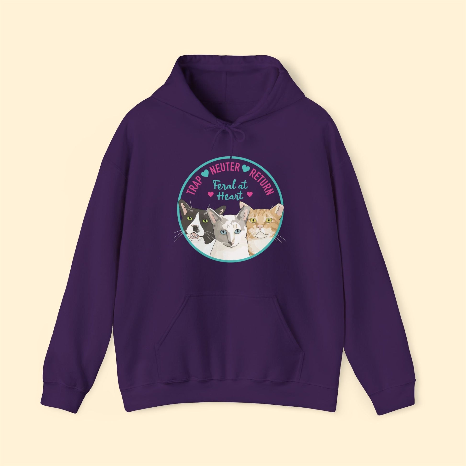 Circle of Kitties | FUNDRAISER for Feral At Heart | Hooded Sweatshirt - Detezi Designs - 22855888924456185019