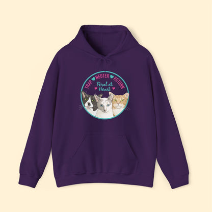Circle of Kitties | FUNDRAISER for Feral At Heart | Hooded Sweatshirt - Detezi Designs - 22855888924456185019