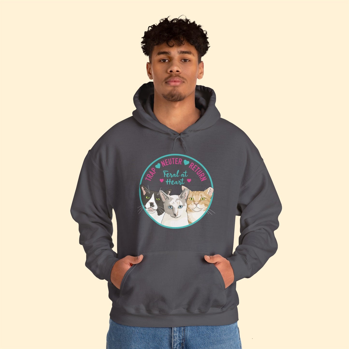 Circle of Kitties | FUNDRAISER for Feral At Heart | Hooded Sweatshirt - Detezi Designs-23446536954223180443