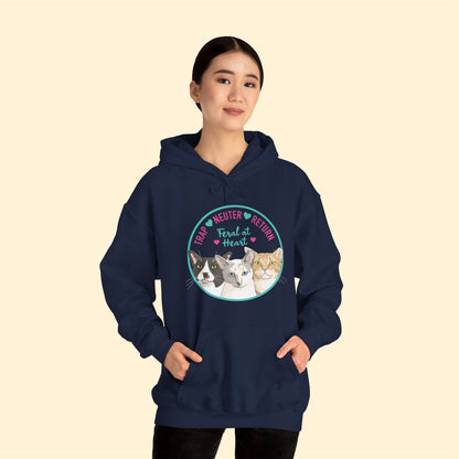 Circle of Kitties | FUNDRAISER for Feral At Heart | Hooded Sweatshirt - Detezi Designs-23446536954223180443