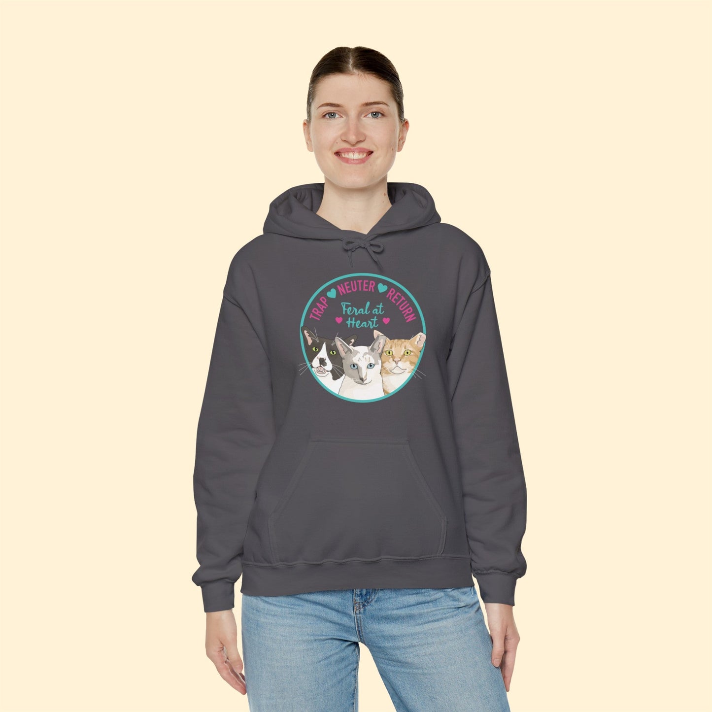 Circle of Kitties | FUNDRAISER for Feral At Heart | Hooded Sweatshirt - Detezi Designs-23446536954223180443