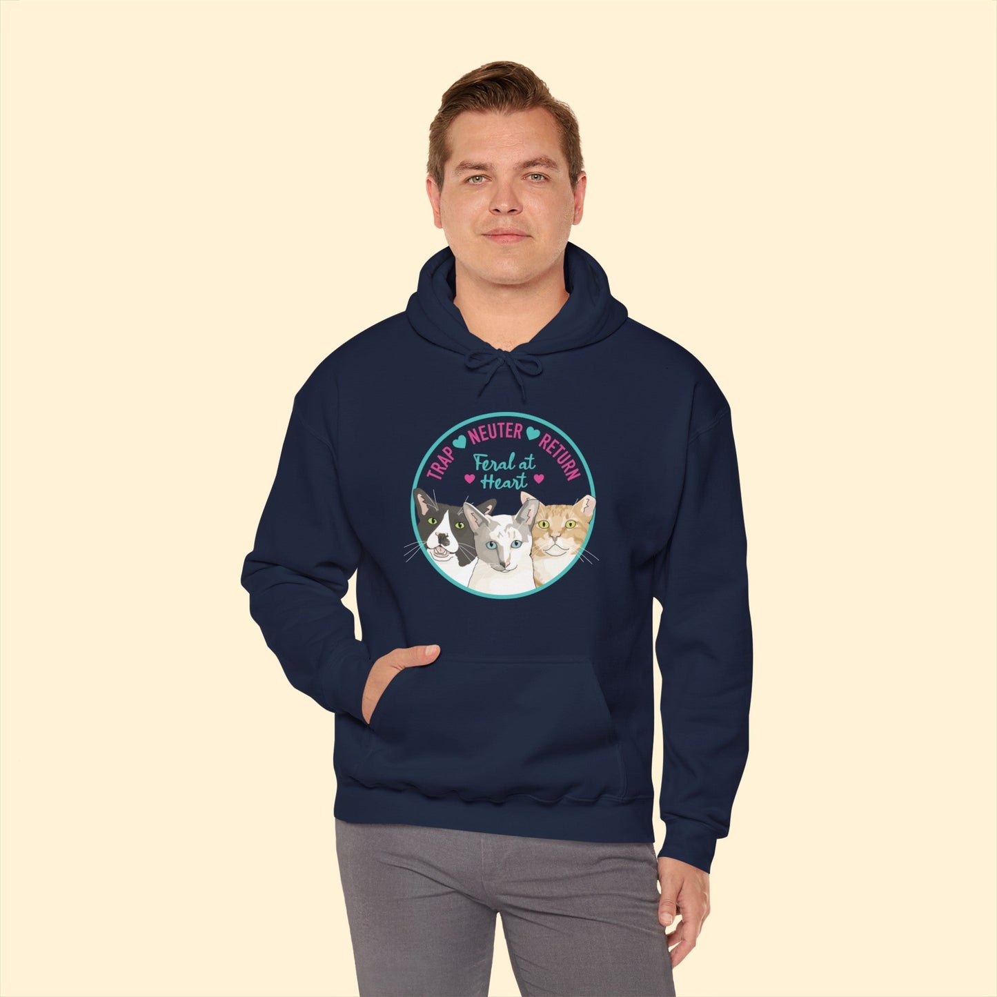 Circle of Kitties | FUNDRAISER for Feral At Heart | Hooded Sweatshirt - Detezi Designs-23446536954223180443