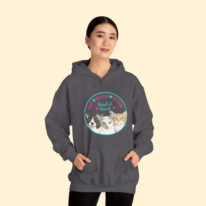 Circle of Kitties | FUNDRAISER for Feral At Heart | Hooded Sweatshirt - Detezi Designs-23446536954223180443