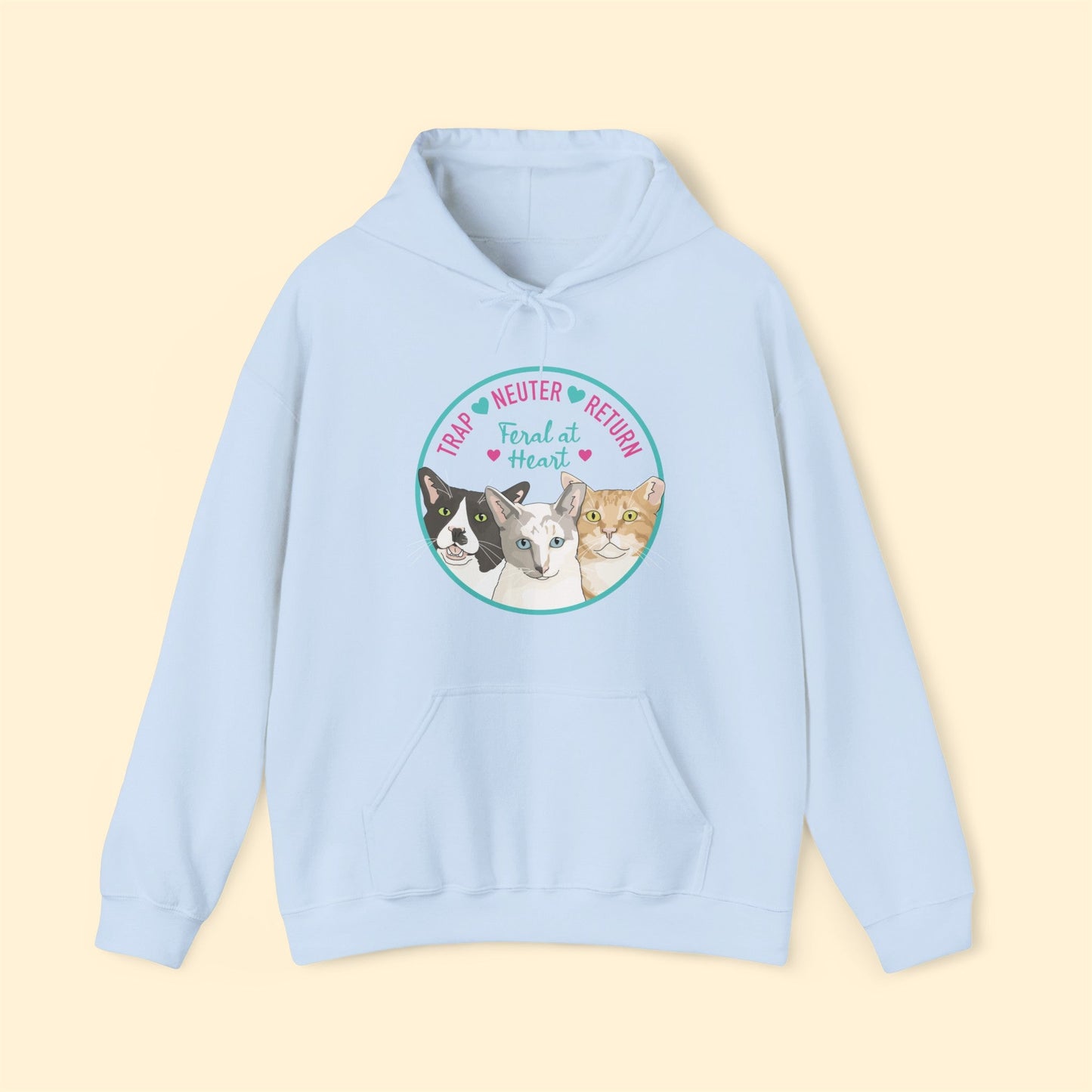 Circle of Kitties | FUNDRAISER for Feral At Heart | Hooded Sweatshirt - Detezi Designs-23446536954223180443