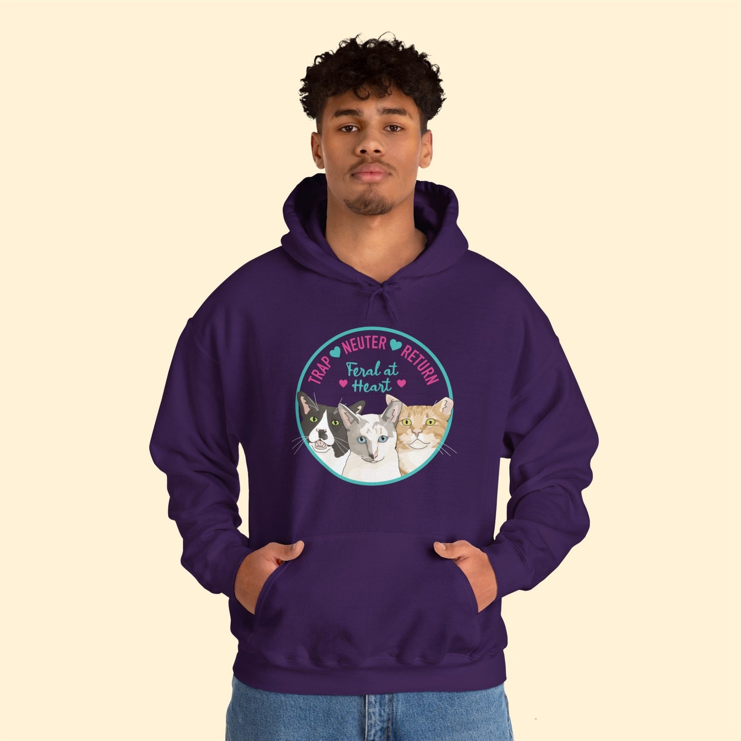 Circle of Kitties | FUNDRAISER for Feral At Heart | Hooded Sweatshirt - Detezi Designs-23446536954223180443