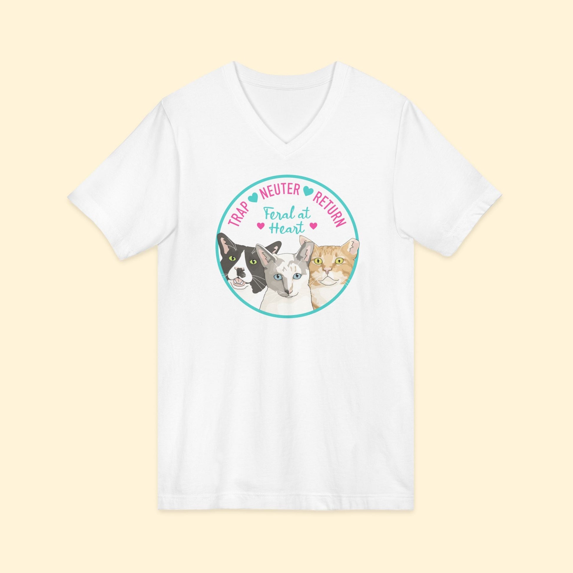 Circle of Kitties | FUNDRAISER for Feral At Heart | Unisex V - Neck Tee - Detezi Designs - 23695542837704758585