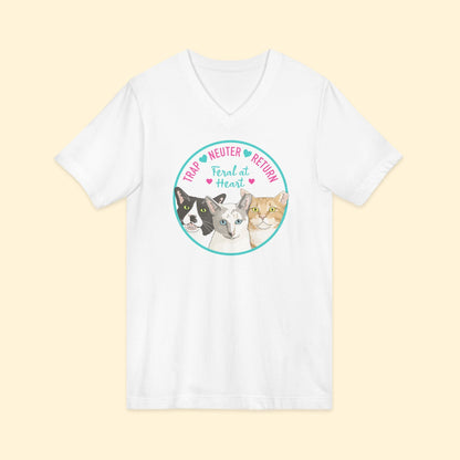Circle of Kitties | FUNDRAISER for Feral At Heart | Unisex V - Neck Tee - Detezi Designs - 23695542837704758585