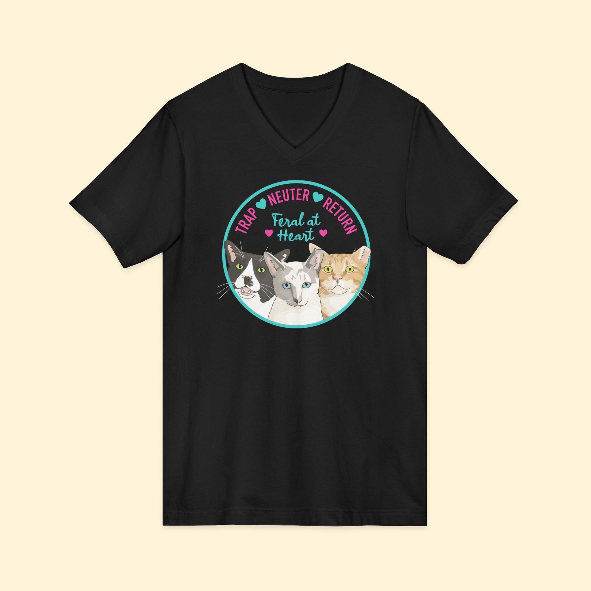 Circle of Kitties | FUNDRAISER for Feral At Heart | Unisex V - Neck Tee - Detezi Designs - 62340440977624504425