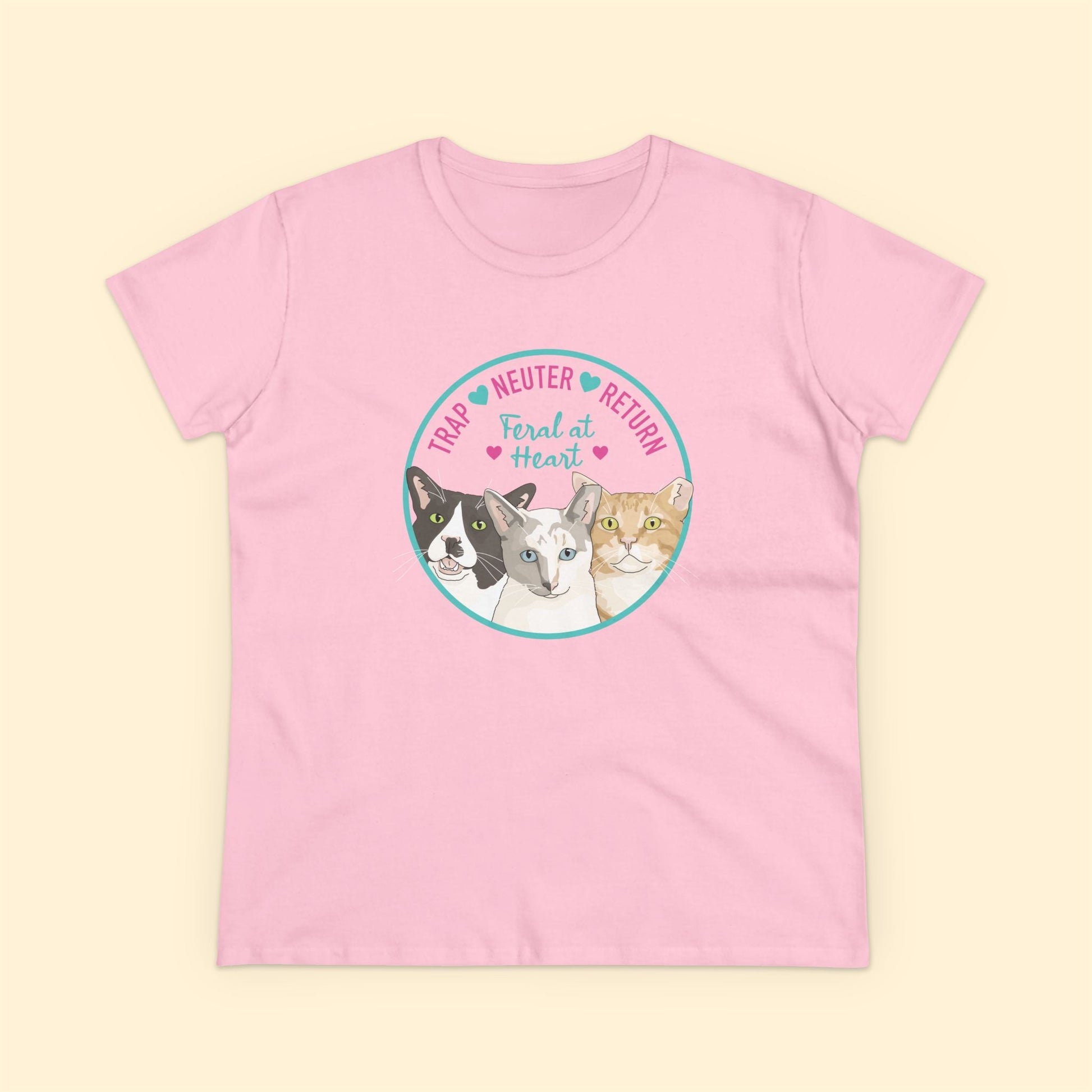 Circle of Kitties | FUNDRAISER for Feral At Heart | Women's Midweight Cotton Tee - Detezi Designs - 10238527931877394592