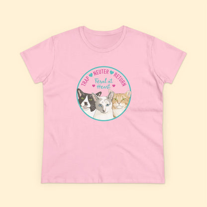 Circle of Kitties | FUNDRAISER for Feral At Heart | Women's Midweight Cotton Tee - Detezi Designs - 10238527931877394592