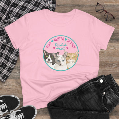 Circle of Kitties | FUNDRAISER for Feral At Heart | Women's Midweight Cotton Tee - Detezi Designs - 80402840897165885449