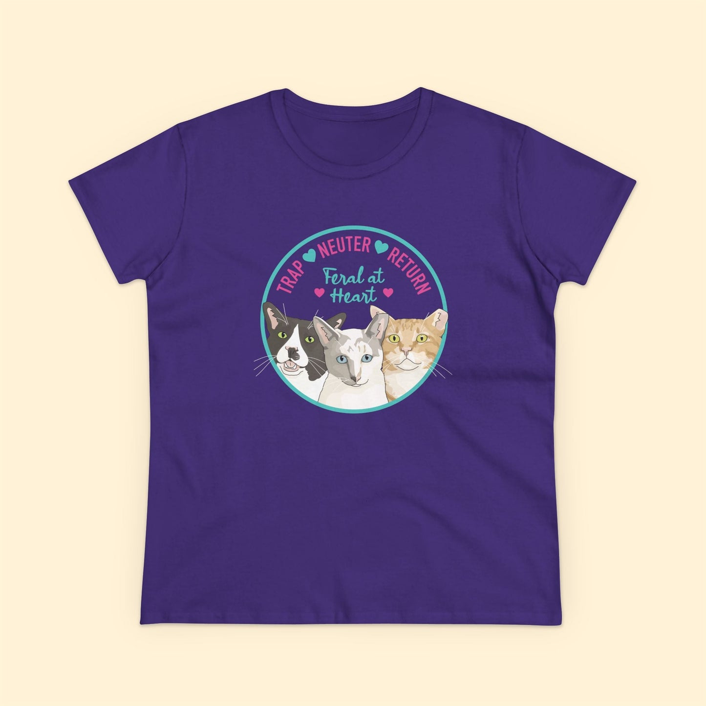 Circle of Kitties | FUNDRAISER for Feral At Heart | Women's Midweight Cotton Tee - Detezi Designs - 80402840897165885449