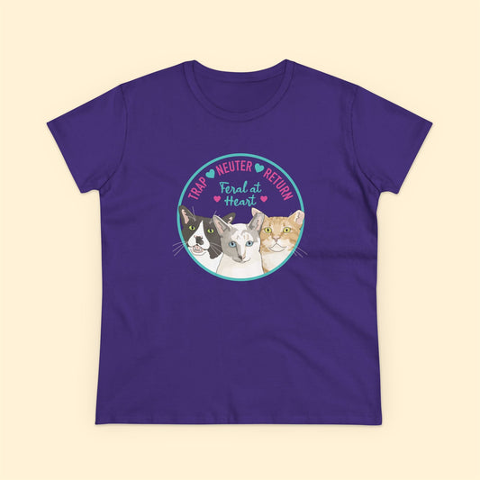 Circle of Kitties | FUNDRAISER for Feral At Heart | Women's Midweight Cotton Tee - Detezi Designs - 80402840897165885449
