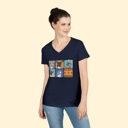 Cleft Pup Brigade | FUNDRAISER | Ladies' V - Neck T-Shirt - Detezi Designs - 86727623493194854010