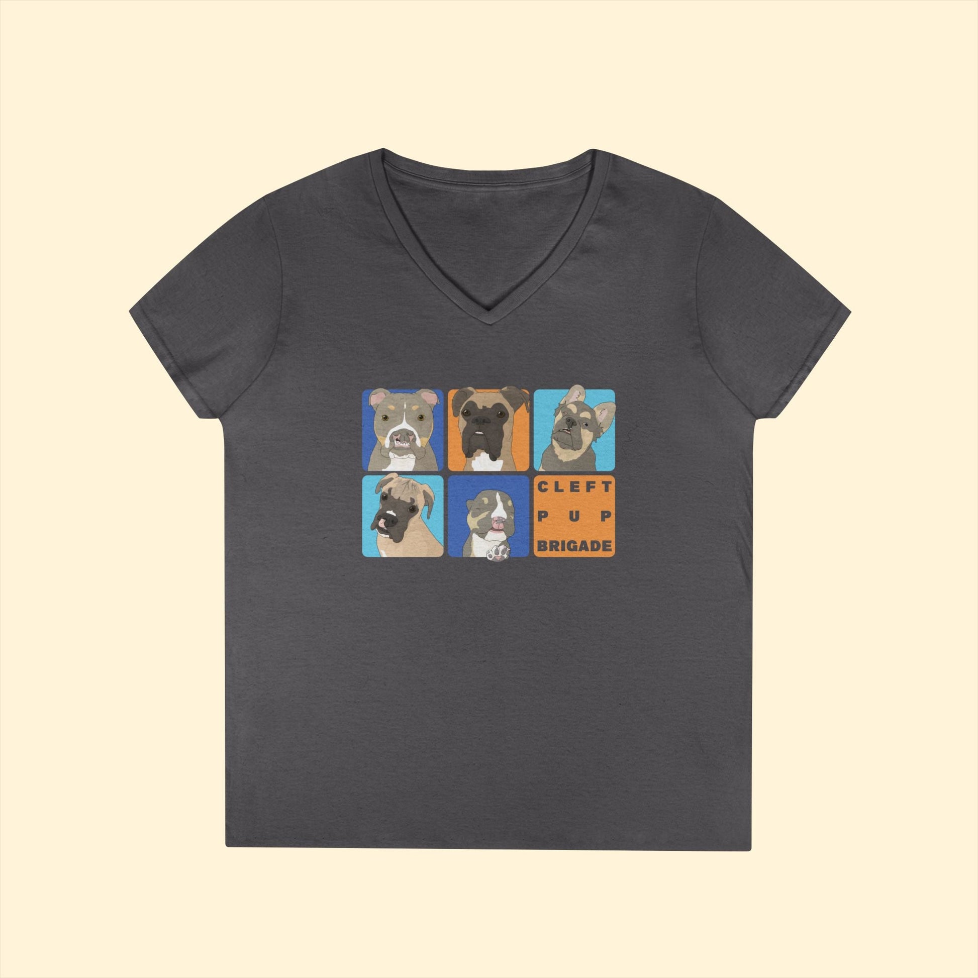 Cleft Pup Brigade | FUNDRAISER | Ladies' V - Neck T-Shirt - Detezi Designs - 86727623493194854010