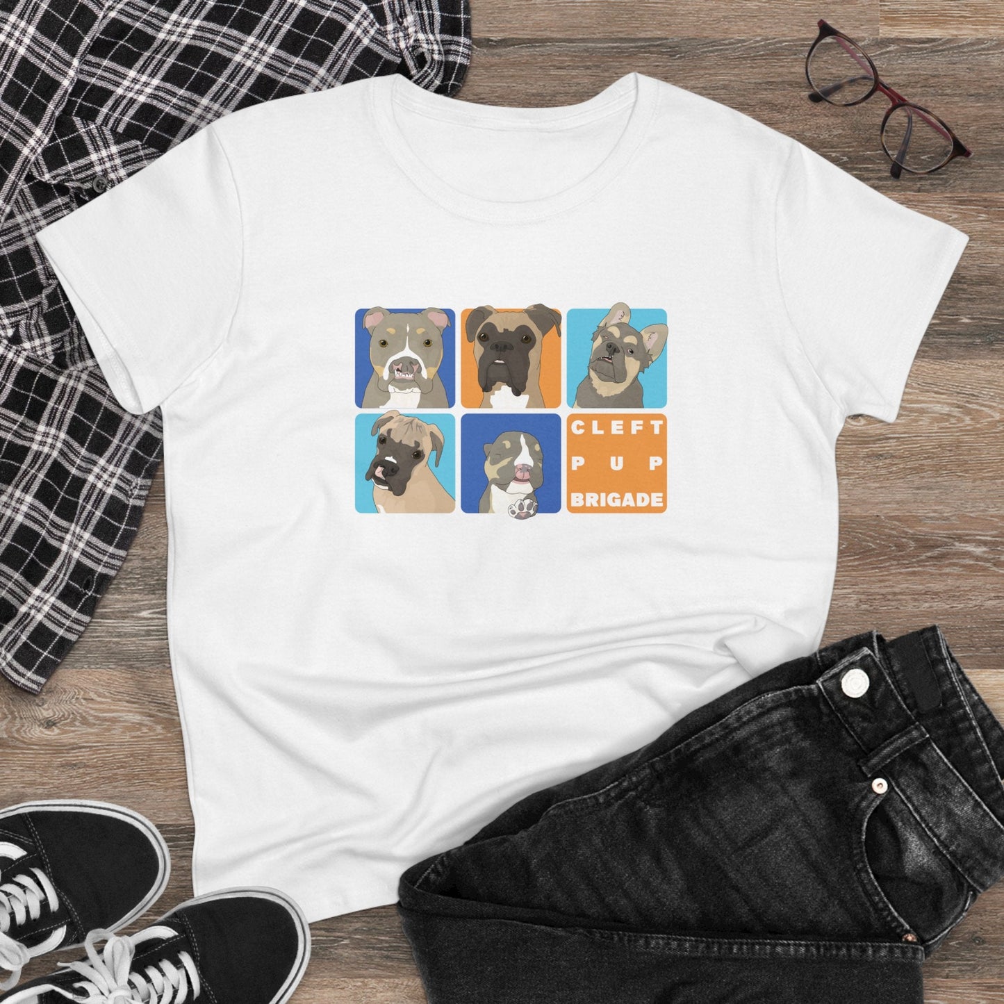 Cleft Pup Brigade | FUNDRAISER | Women's Midweight Cotton Tee - Detezi Designs - 30450916420420439096