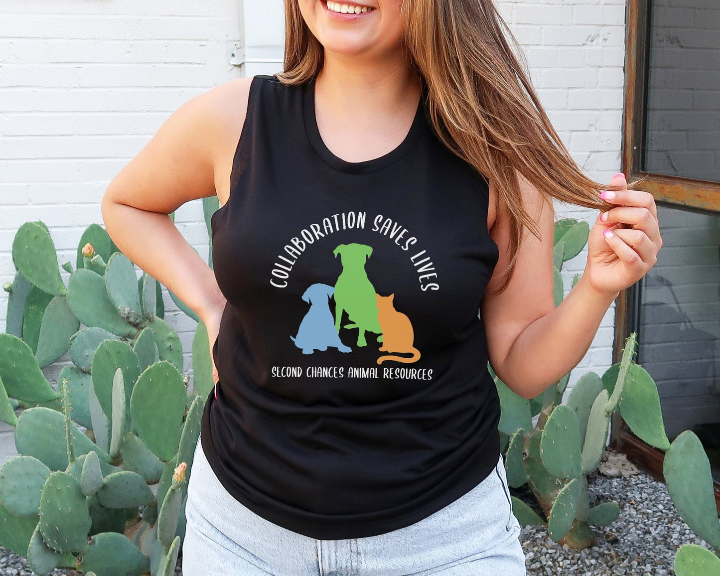 Collaboration Saves Lives | FUNDRAISER for SCAR | Women's Flowy Scoop Muscle Tank - Detezi Designs - 97649097583646740248