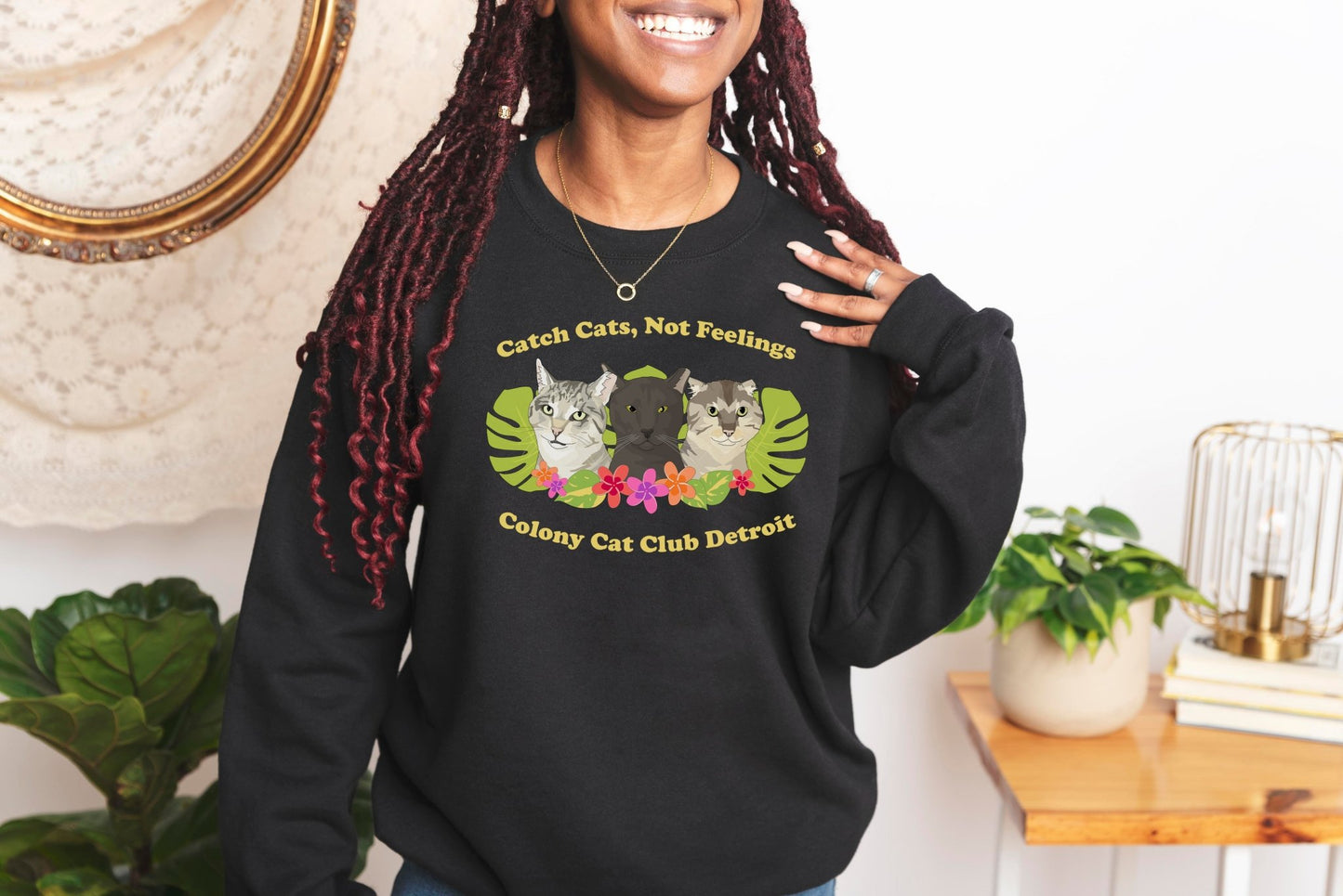 Colony Cat Club Detroit | FUNDRAISER | Crewneck Sweatshirt - Detezi Designs - 10252917756992689803