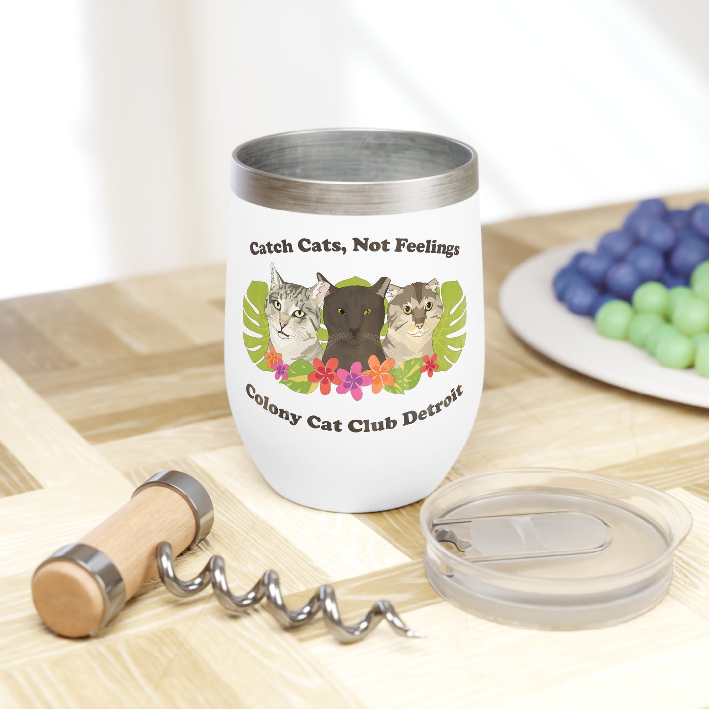 Colony Cat Club Detroit | FUNDRAISER | Wine Tumbler - Detezi Designs - 16237163767954331072