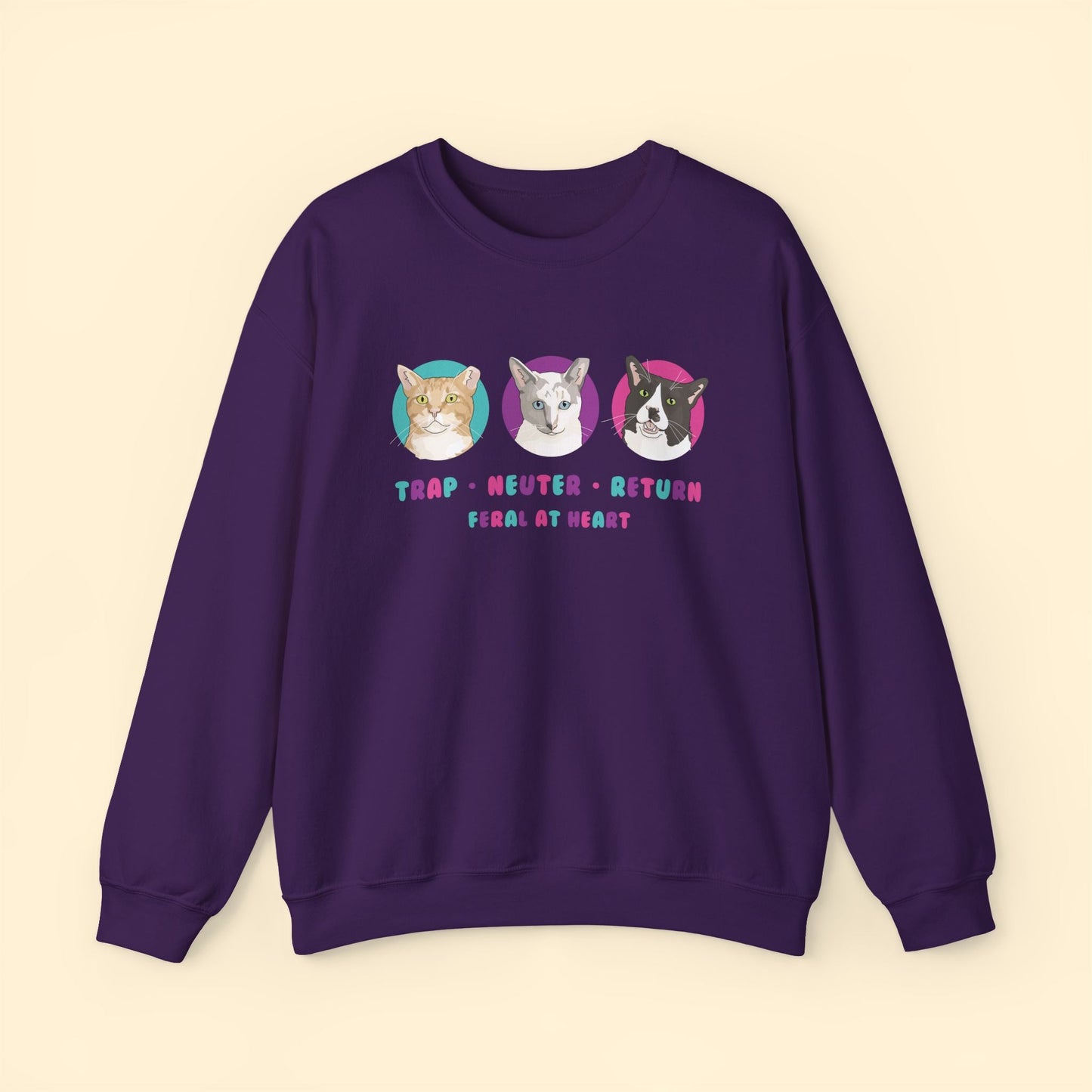 Colorful Kitties | FUNDRAISER for Feral At Heart | Crewneck Sweatshirt - Detezi Designs - 10295596712709558169
