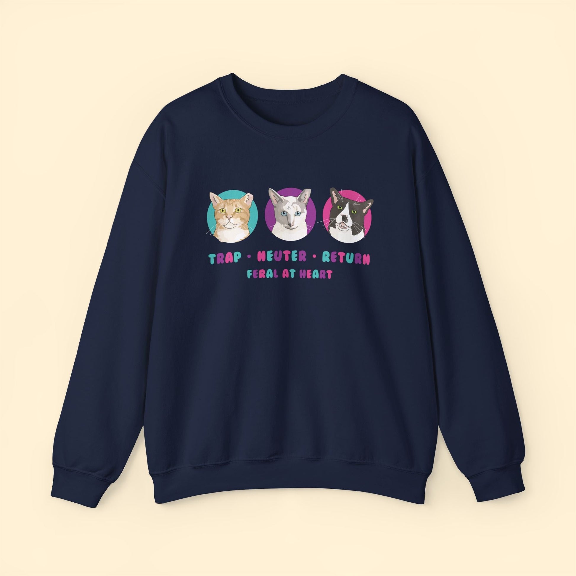 Colorful Kitties | FUNDRAISER for Feral At Heart | Crewneck Sweatshirt - Detezi Designs - 25286721523175967445