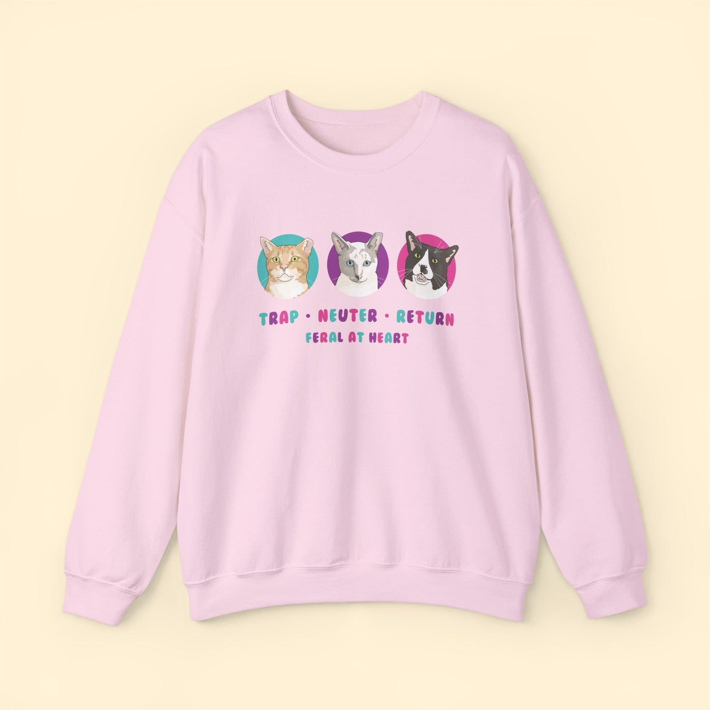 Colorful Kitties | FUNDRAISER for Feral At Heart | Crewneck Sweatshirt - Detezi Designs-47599625423680023002