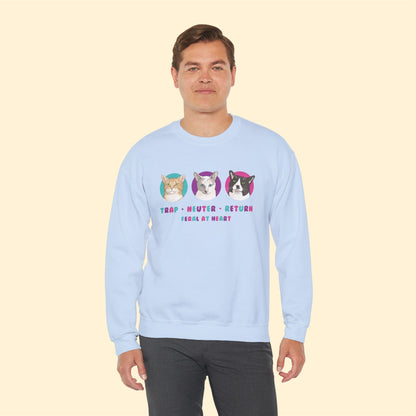 Colorful Kitties | FUNDRAISER for Feral At Heart | Crewneck Sweatshirt - Detezi Designs-56306090571879167107