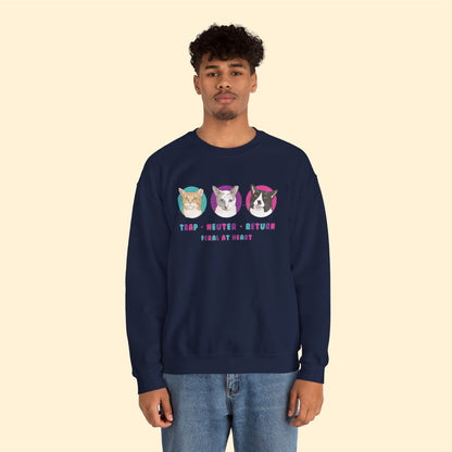 Colorful Kitties | FUNDRAISER for Feral At Heart | Crewneck Sweatshirt - Detezi Designs-56306090571879167107