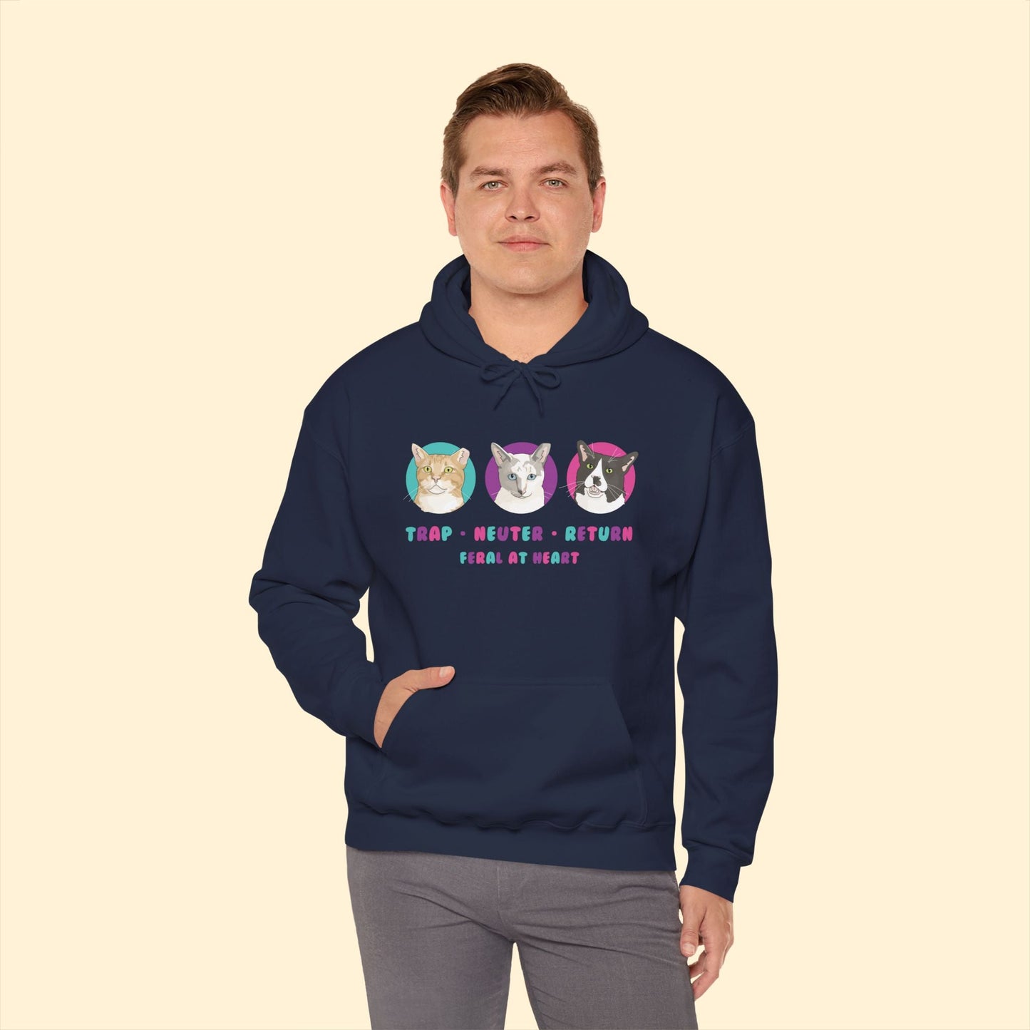 Colorful Kitties | FUNDRAISER for Feral At Heart | Hooded Sweatshirt - Detezi Designs - 15941716632068159594