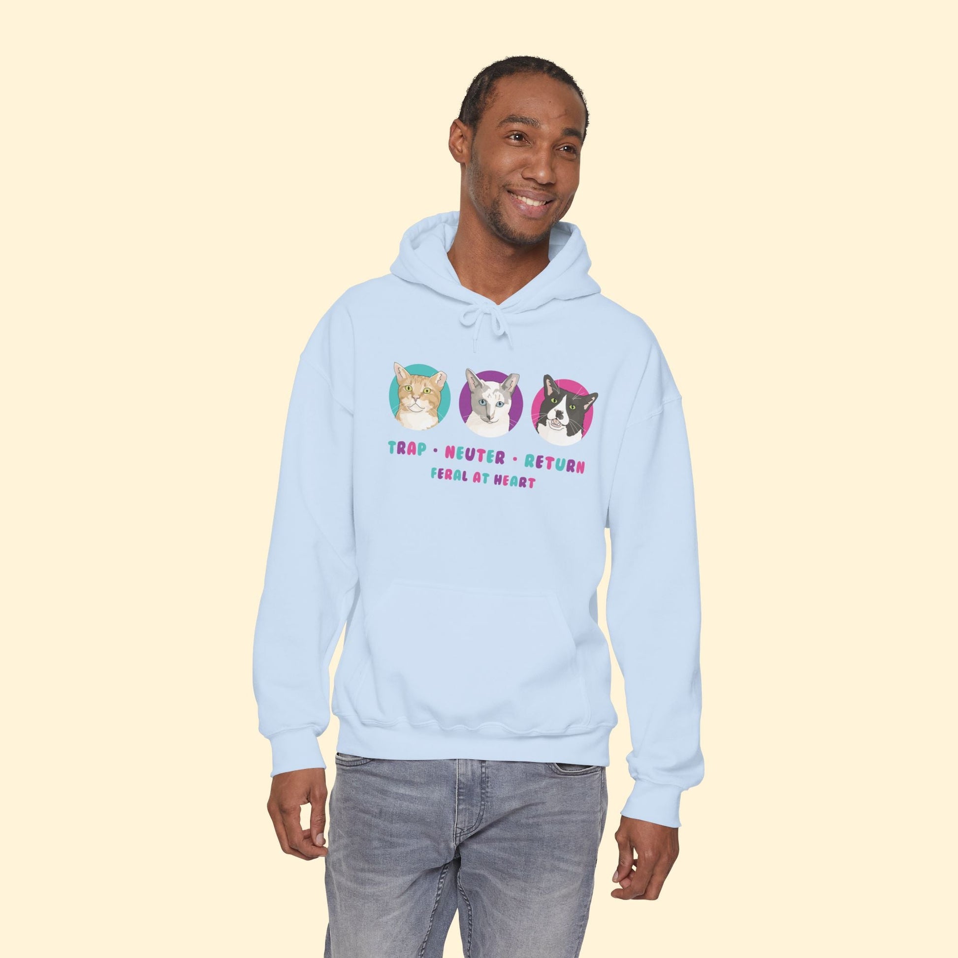 Colorful Kitties | FUNDRAISER for Feral At Heart | Hooded Sweatshirt - Detezi Designs - 15941716632068159594