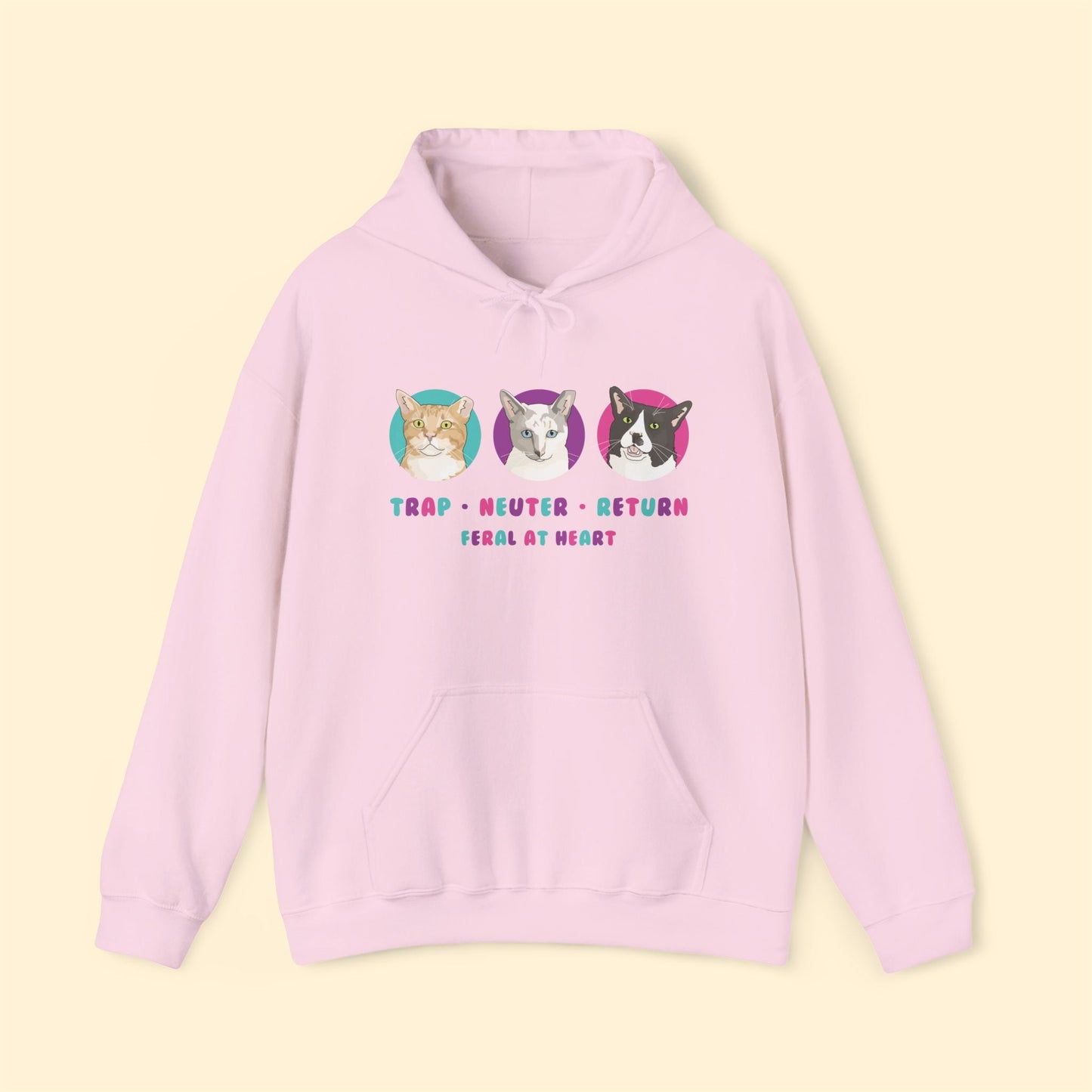 Colorful Kitties | FUNDRAISER for Feral At Heart | Hooded Sweatshirt - Detezi Designs - 15941716632068159594