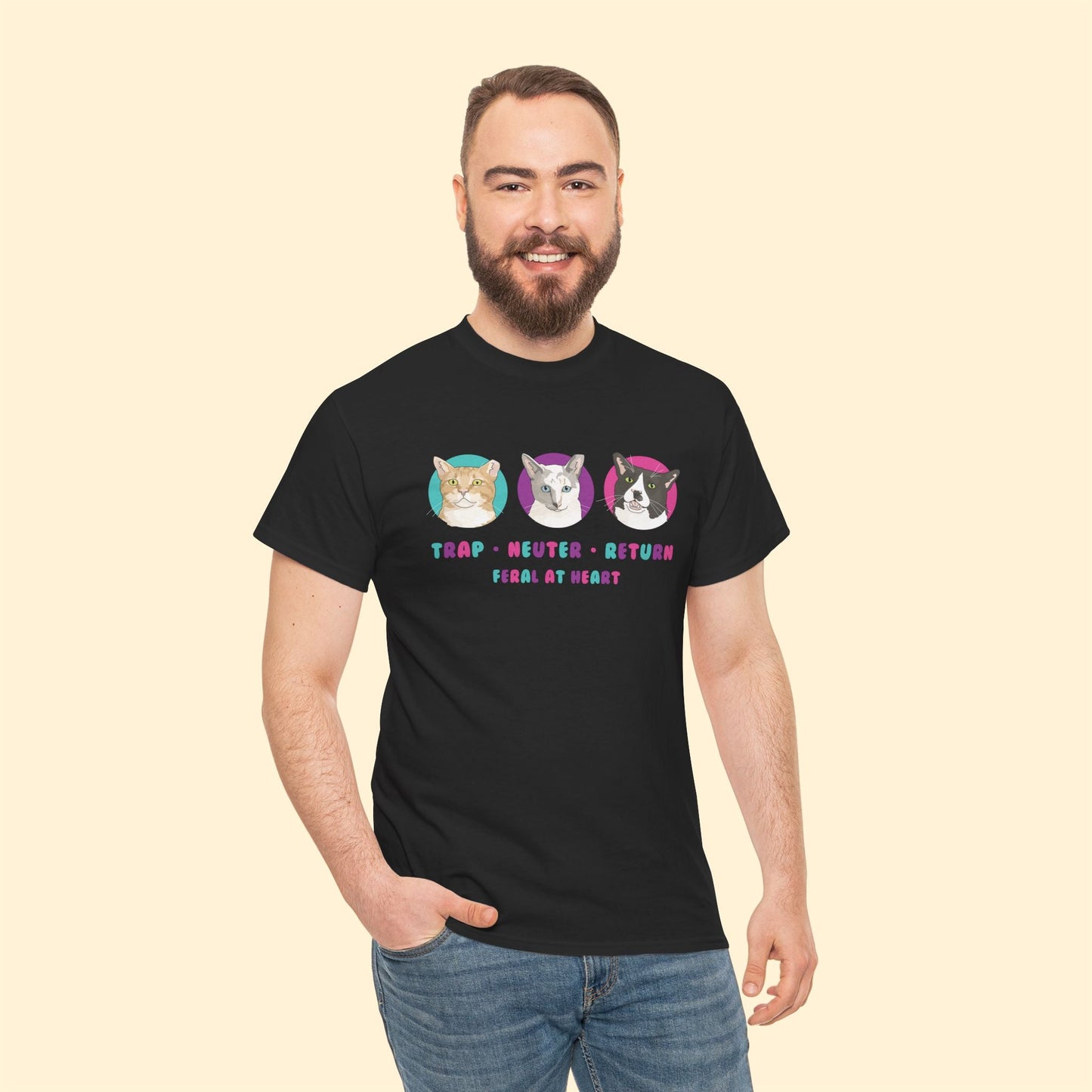 Colorful Kitties | FUNDRAISER for Feral At Heart | T-shirt - Detezi Designs - 18572442529260046369
