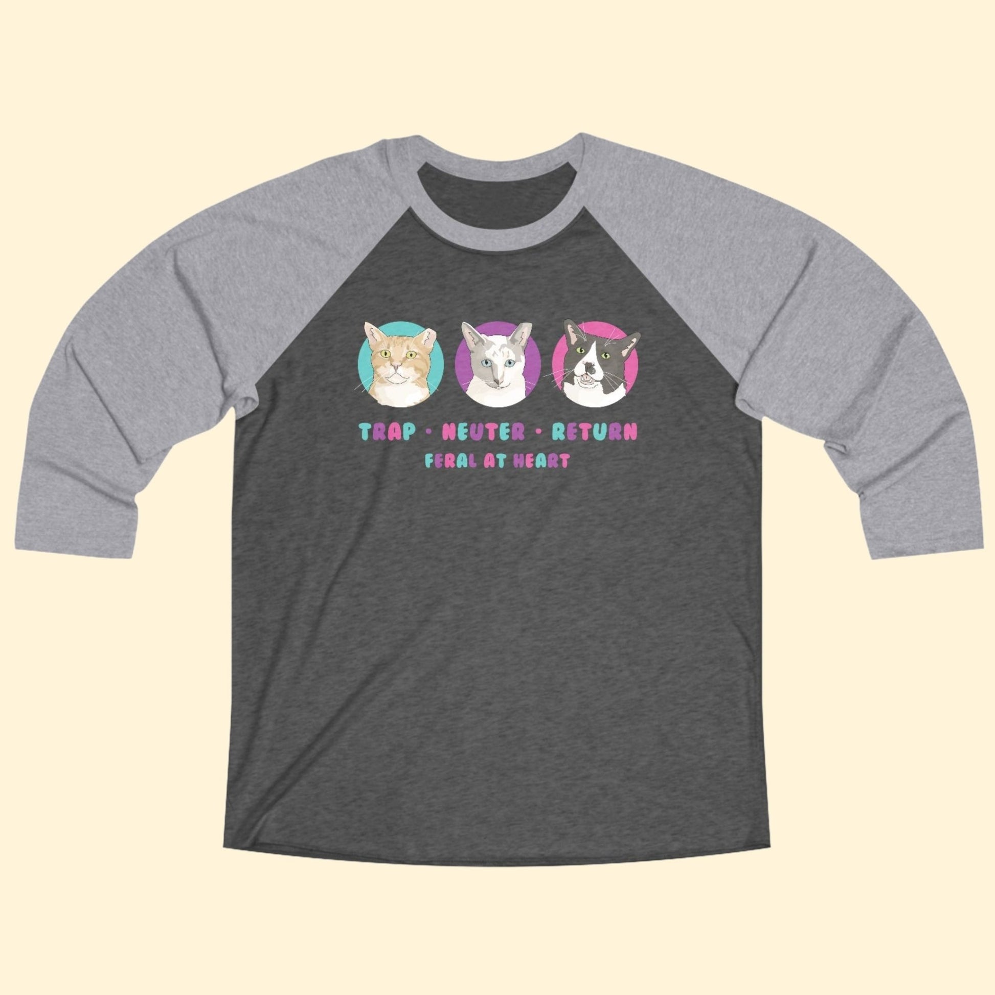 Colorful Kitties | FUNDRAISER for Feral At Heart | Unisex 3\4 Sleeve Tee - Detezi Designs - 20079294789432135302