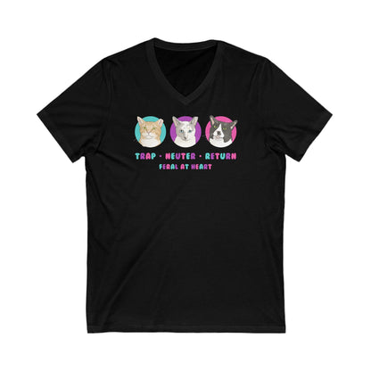 Colorful Kitties | FUNDRAISER for Feral At Heart | Unisex V-Neck Tee - Detezi Designs-28045761951465136595