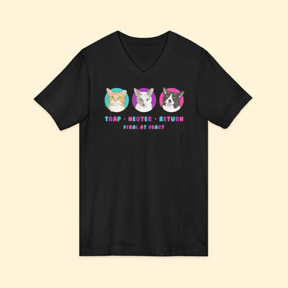 Colorful Kitties | FUNDRAISER for Feral At Heart | Unisex V - Neck Tee - Detezi Designs - 28045761951465136595