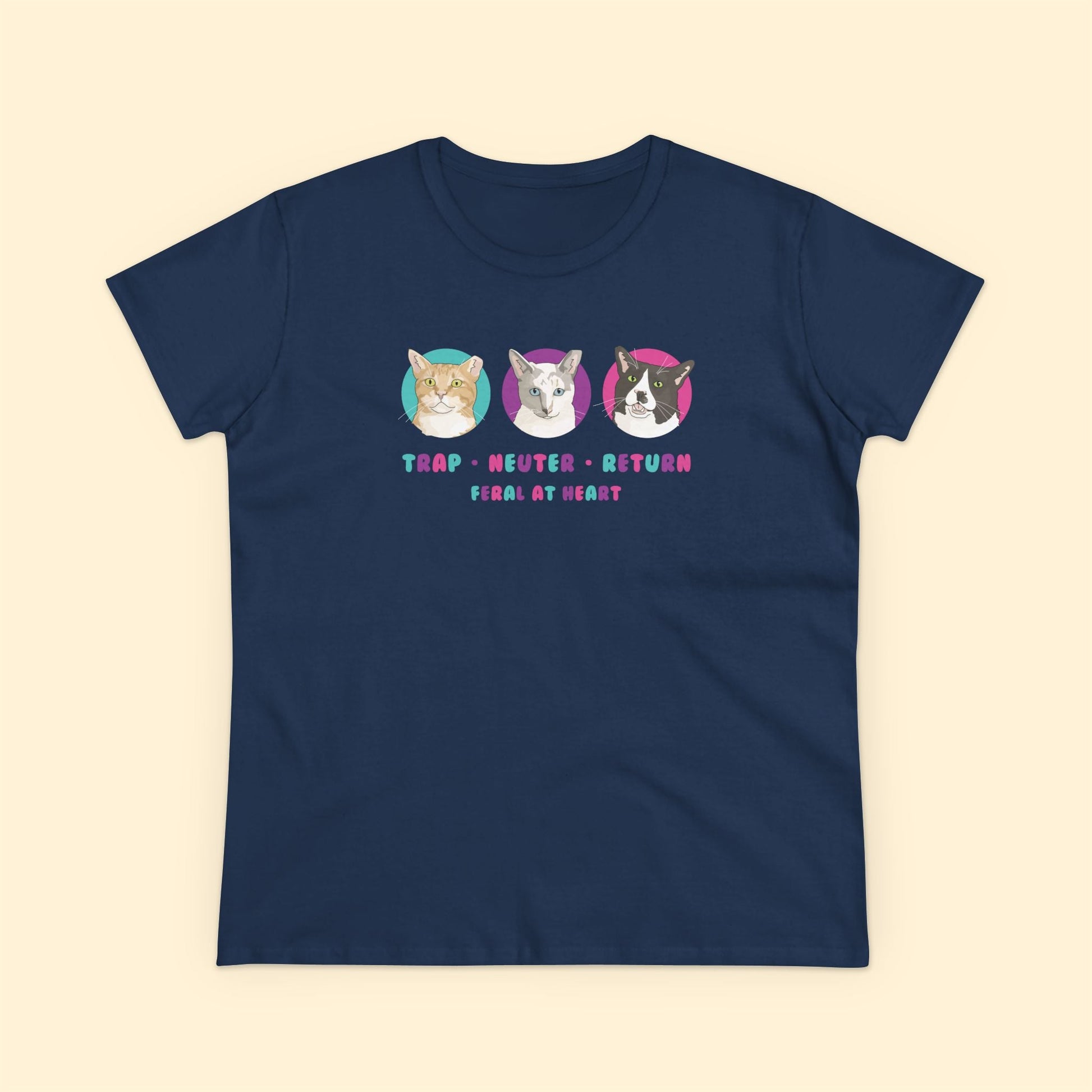 Colorful Kitties | FUNDRAISER for Feral At Heart | Women's Midweight Cotton Tee - Detezi Designs - 17952269186131903091