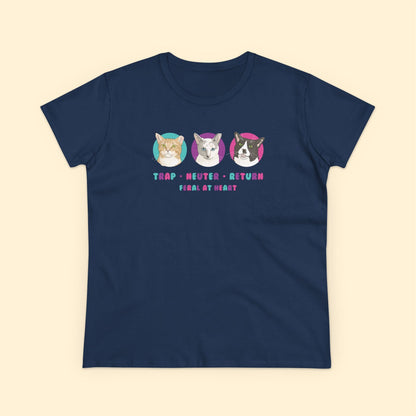 Colorful Kitties | FUNDRAISER for Feral At Heart | Women's Midweight Cotton Tee - Detezi Designs - 17952269186131903091