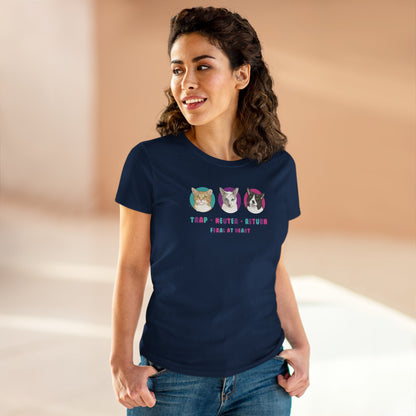Colorful Kitties | FUNDRAISER for Feral At Heart | Women's Midweight Cotton Tee - Detezi Designs - 22556252572618080845