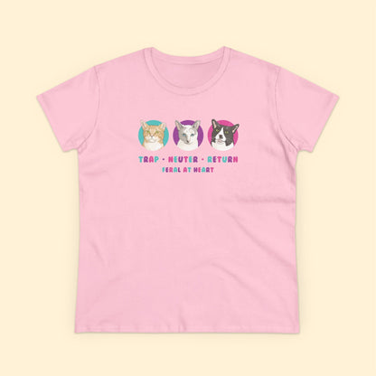 Colorful Kitties | FUNDRAISER for Feral At Heart | Women's Midweight Cotton Tee - Detezi Designs - 47928297852923550341