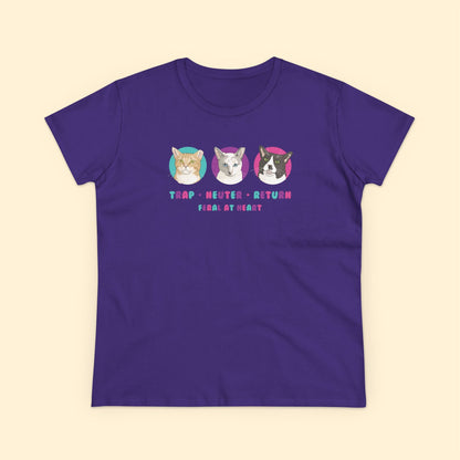 Colorful Kitties | FUNDRAISER for Feral At Heart | Women's Midweight Cotton Tee - Detezi Designs - 49657999262338896075