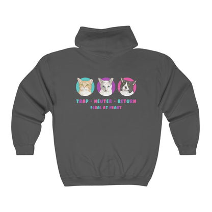 Colorful Kitties | FUNDRAISER for Feral At Heart | Zip-up Sweatshirt - Detezi Designs-13175041655873176962