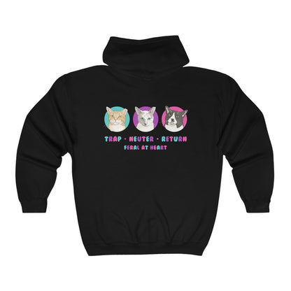 Colorful Kitties | FUNDRAISER for Feral At Heart | Zip-up Sweatshirt - Detezi Designs-26451401195553614154