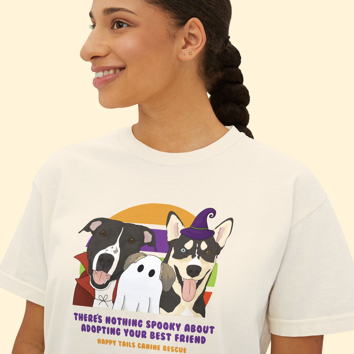 Comfort Colors Boxy Tee | FUNDRAISER | Happy Tails Canine Rescue | Halloween - Detezi Designs-31440705412660408126