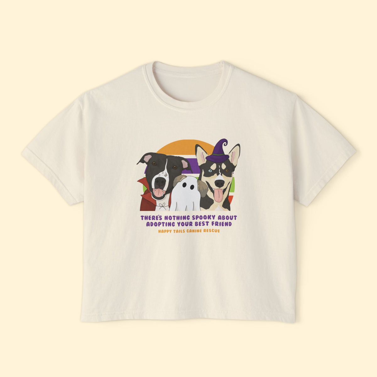 Comfort Colors Boxy Tee | FUNDRAISER | Happy Tails Canine Rescue | Halloween - Detezi Designs-31440705412660408126