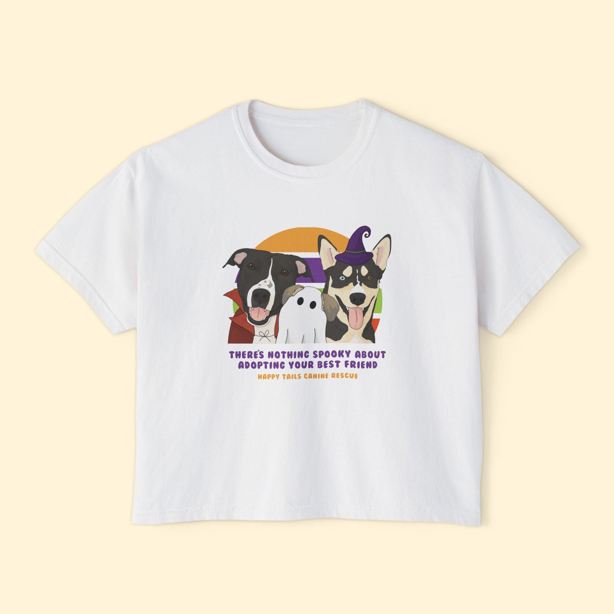 Comfort Colors Boxy Tee | FUNDRAISER | Happy Tails Canine Rescue | Halloween - Detezi Designs-43976105311898895180