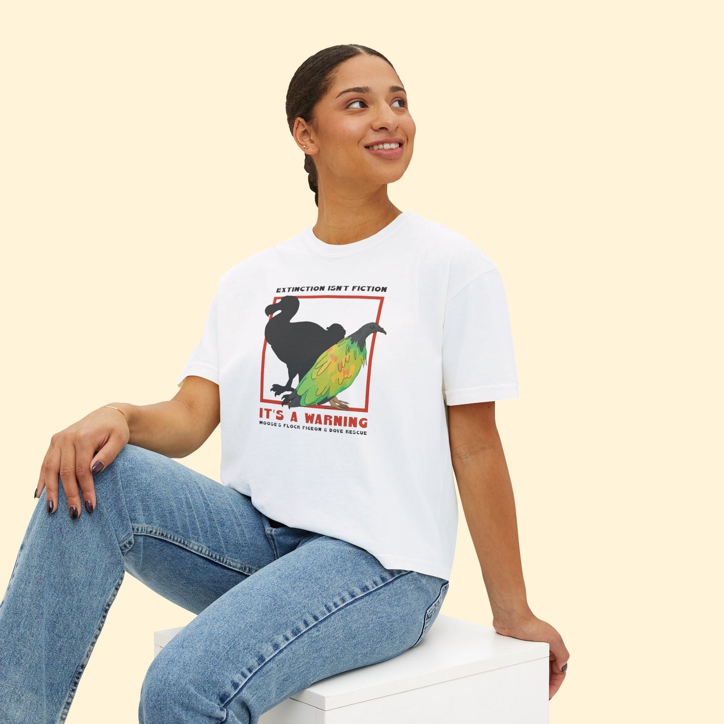 Comfort Colors Boxy Tee | FUNDRAISER | Moose's Flock | Extinction is a Warning - Detezi Designs - 28299288682340562847