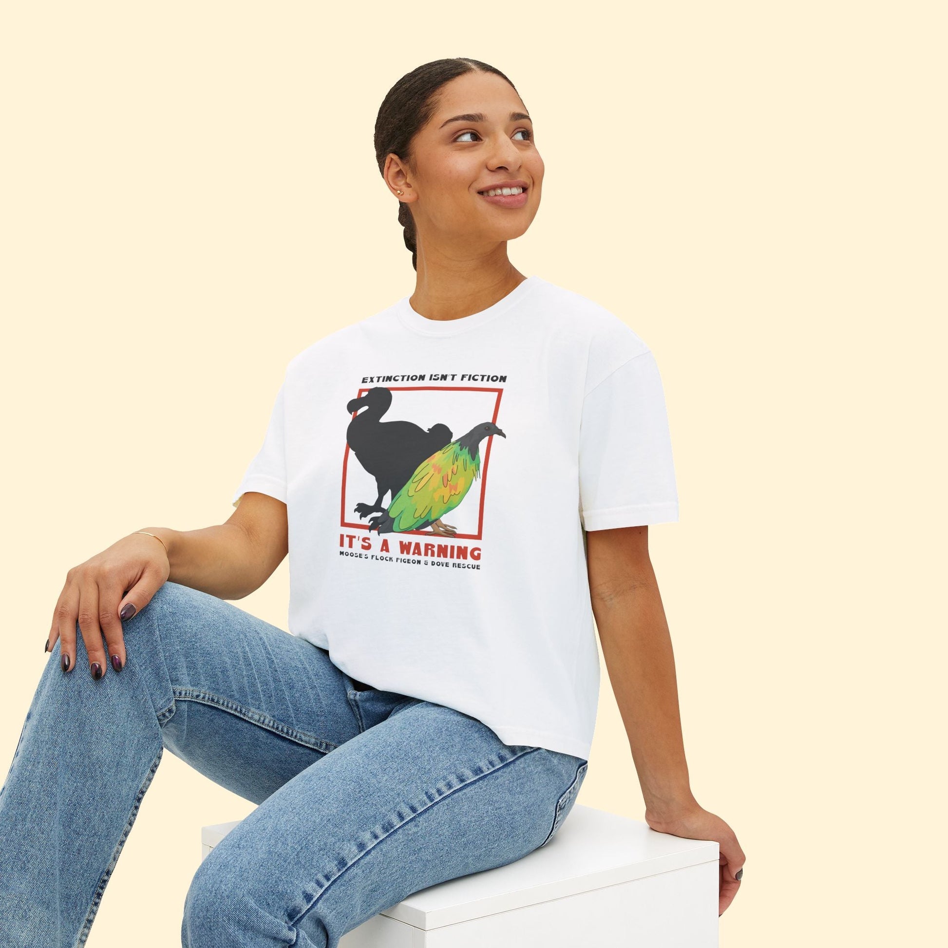 Comfort Colors Boxy Tee | FUNDRAISER | Moose's Flock | Extinction is a Warning - Detezi Designs - 28299288682340562847