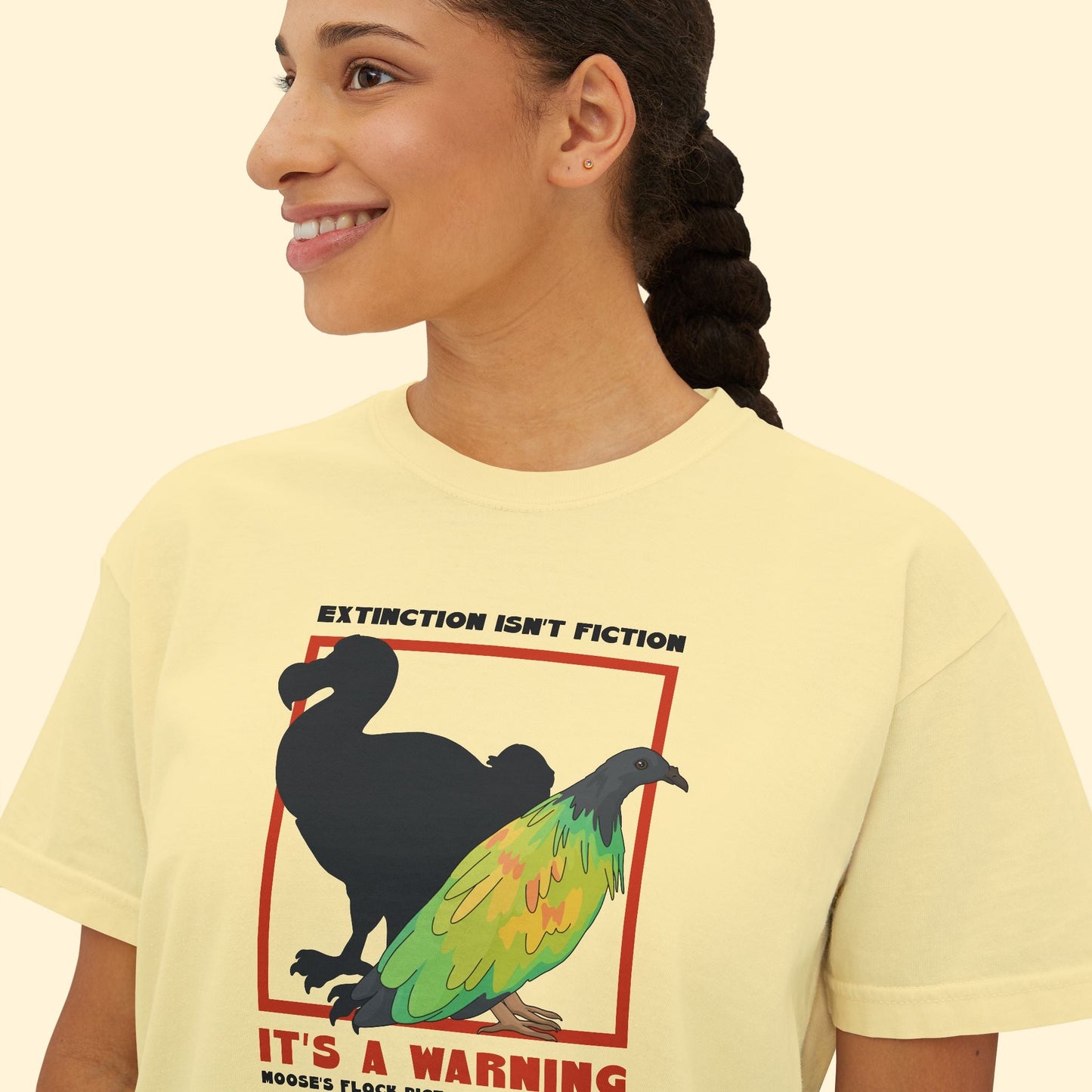 Comfort Colors Boxy Tee | FUNDRAISER | Moose's Flock | Extinction is a Warning - Detezi Designs - 28299288682340562847