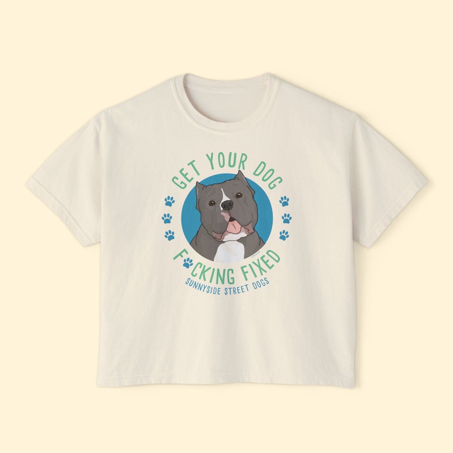 Comfort Colors Boxy Tee | FUNDRAISER | Sunnyside Street Dogs | Get Your Dog F*cking Fixed - Detezi Designs - 40006402586534043161