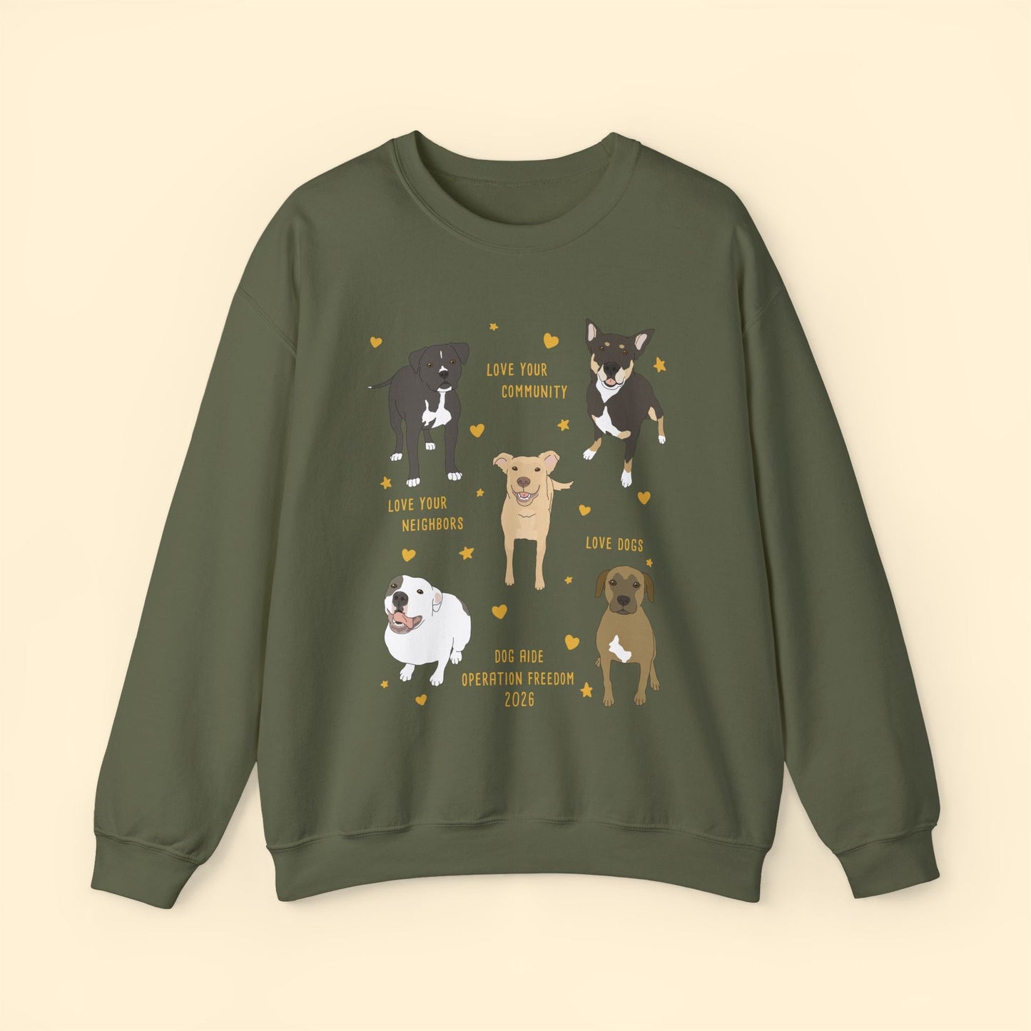 Crewneck Sweatshirt | FUNDRAISER | Dog Aide | Operation Freedom - Detezi Designs-23478566836658681006